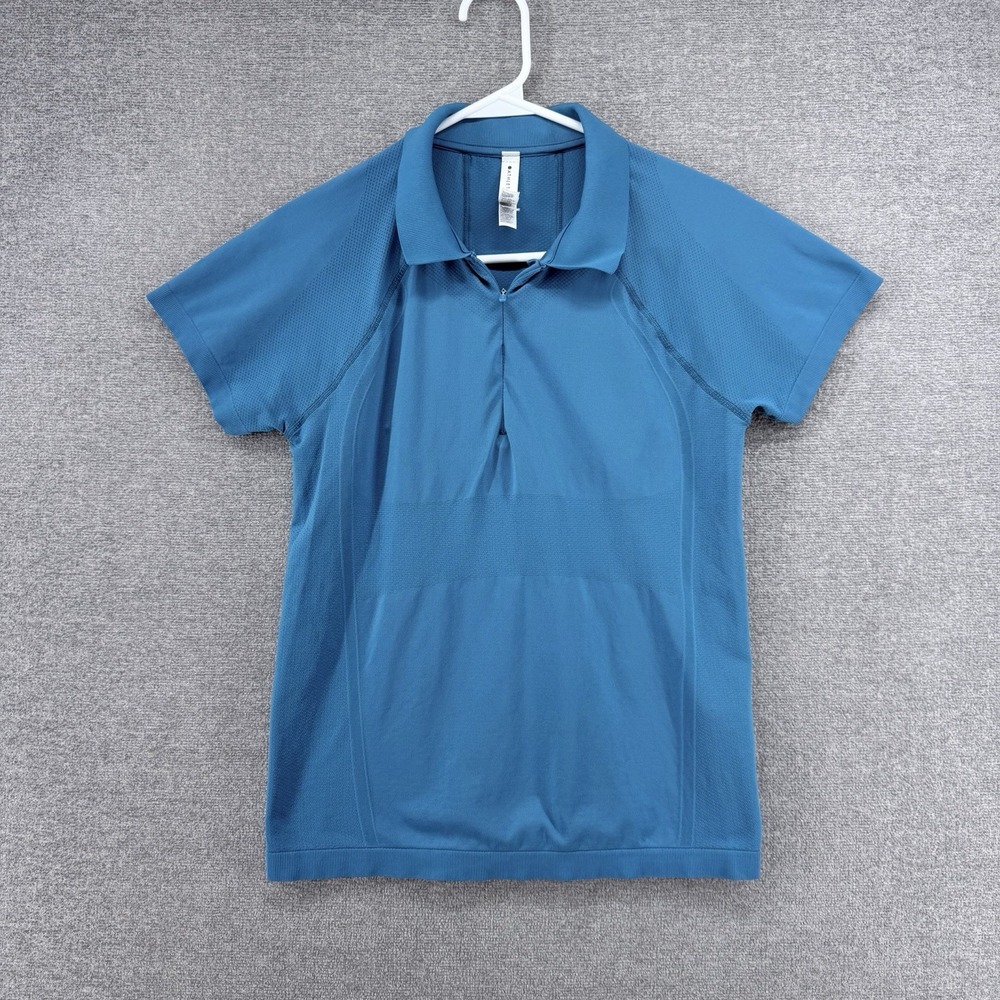 Athleta Momentum Seamless Golf Polo Tee Shirt Women Size Medium Teal Activewear